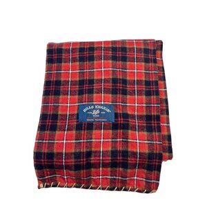 Bills Khakis Flannel Scarf Plaid Orange Navy Blue 72x10